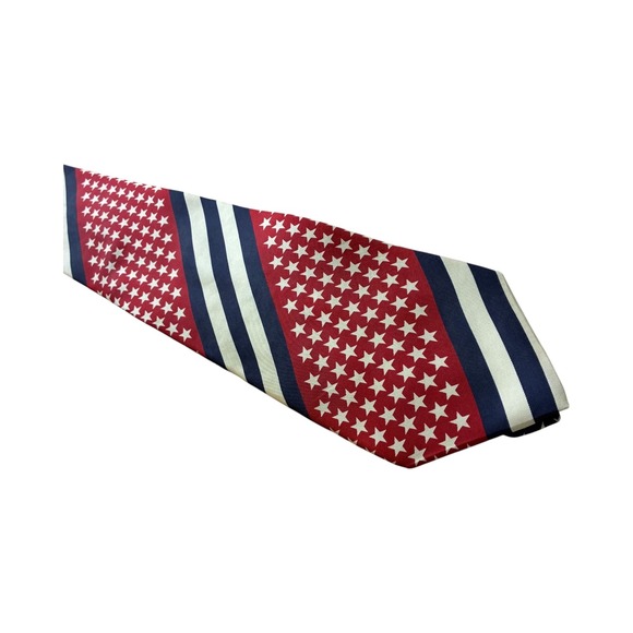 Tommy Hilfiger‎ Men's Necktie Silk Red White Blue Stars & Stripes USA 57" - Picture 6 of 7